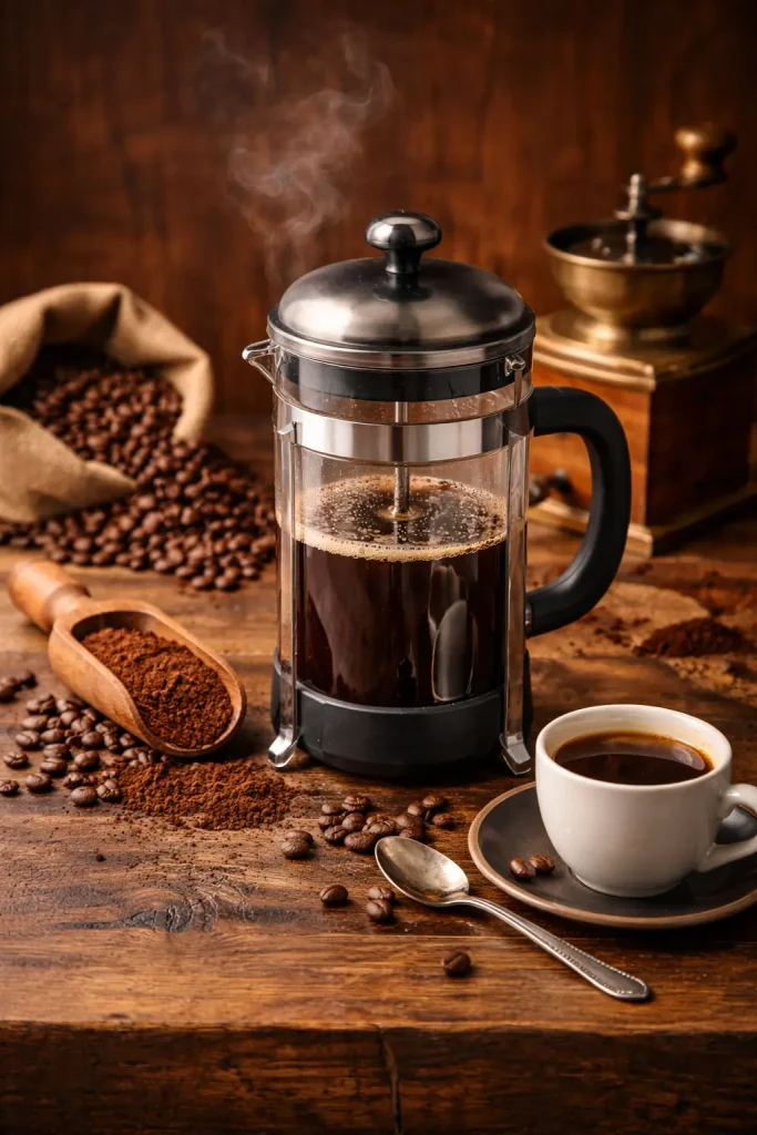 دم آوری قهوه با فرنچ پرس